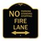 Signmission No Parking Standing or Stopping Fire Lane with Bidirectional Arrow, Black & Gold, BG-1818-23613 A-DES-BG-1818-23613 - alternate 1